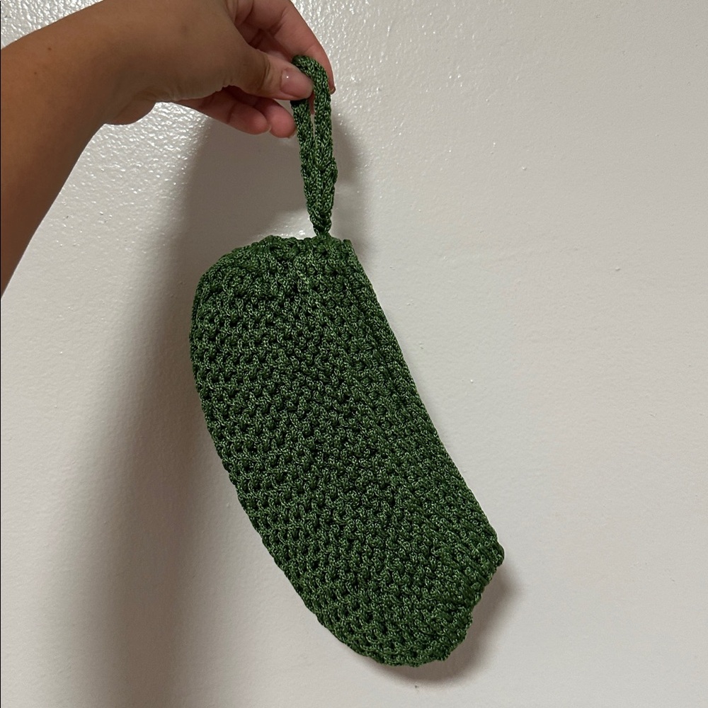 Green Crochet Clutch